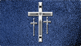 DNSEMP-C-517-SL-SH-BL Empire Corner Silver 3 Crosses Shim Blue
